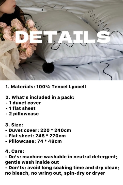 Elegant Retro Nordic Silky Smooth Tencel Lyocell Queen Size Duvet Cove